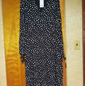 Long Tall Sally Black Dash Print LS Tea Dress